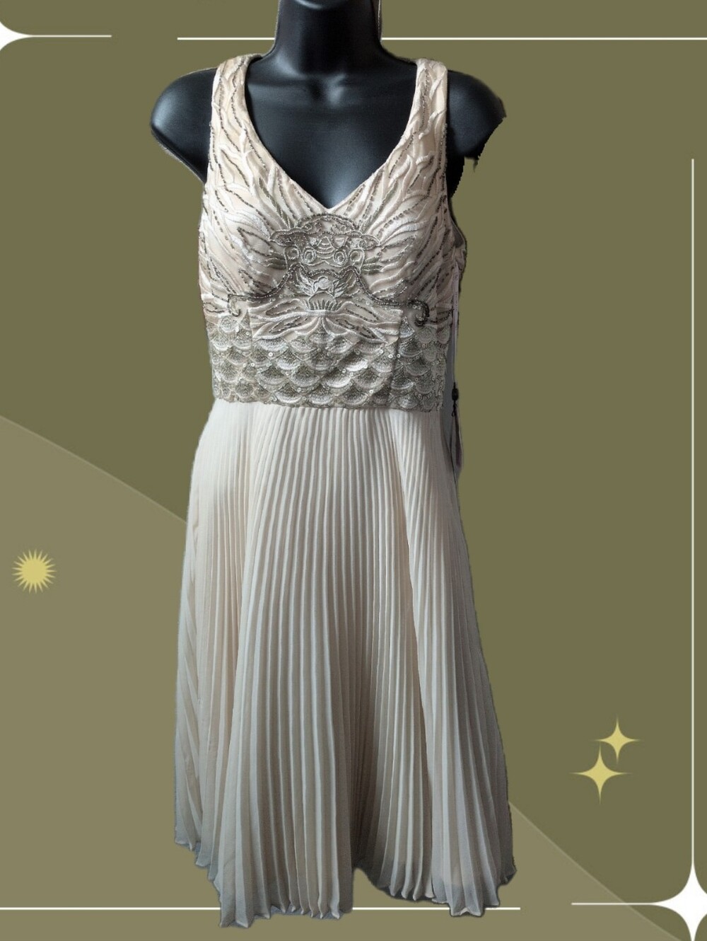 ✨ Original Tags Attached! Sue Wong Beautiful Champagne Beaded Dress Size 4